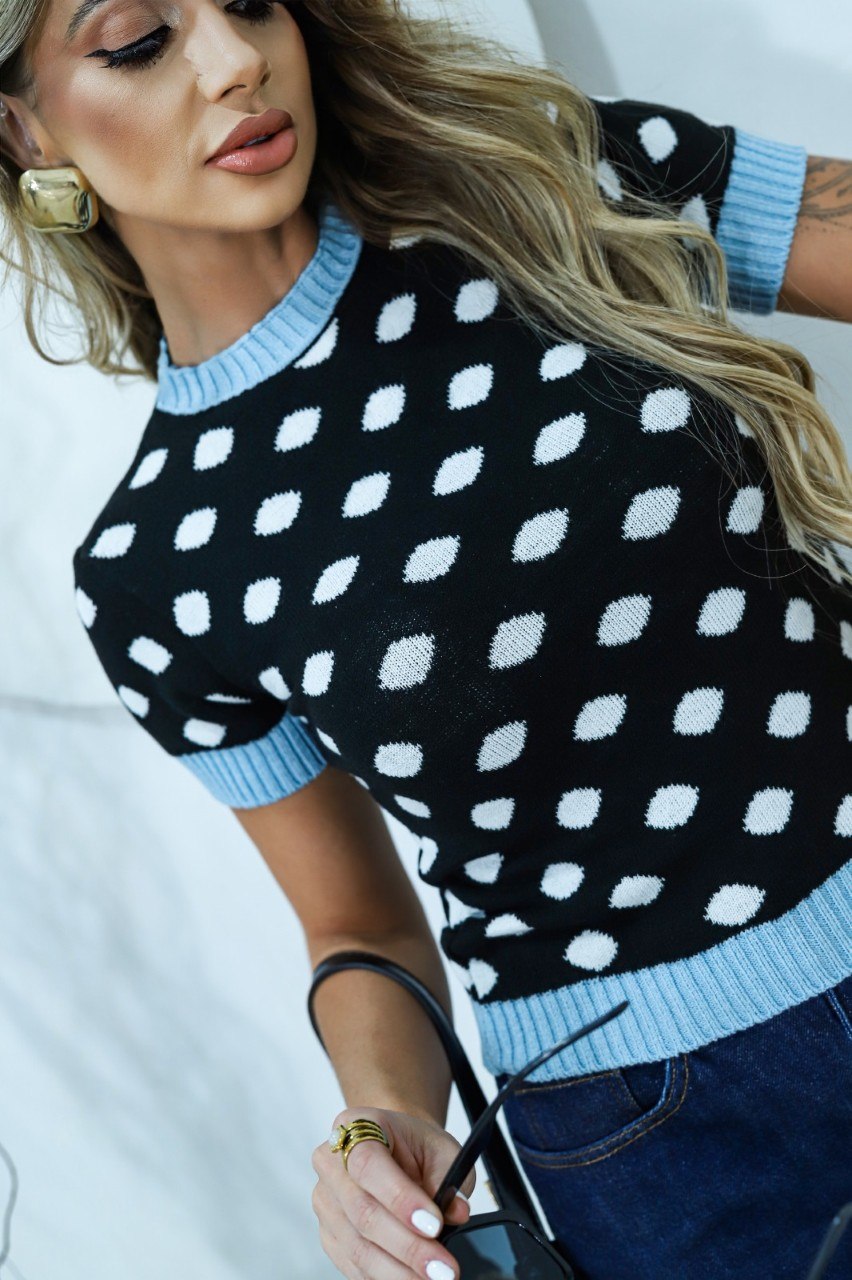 Blusa Feminina em Modal Jacquard Poá