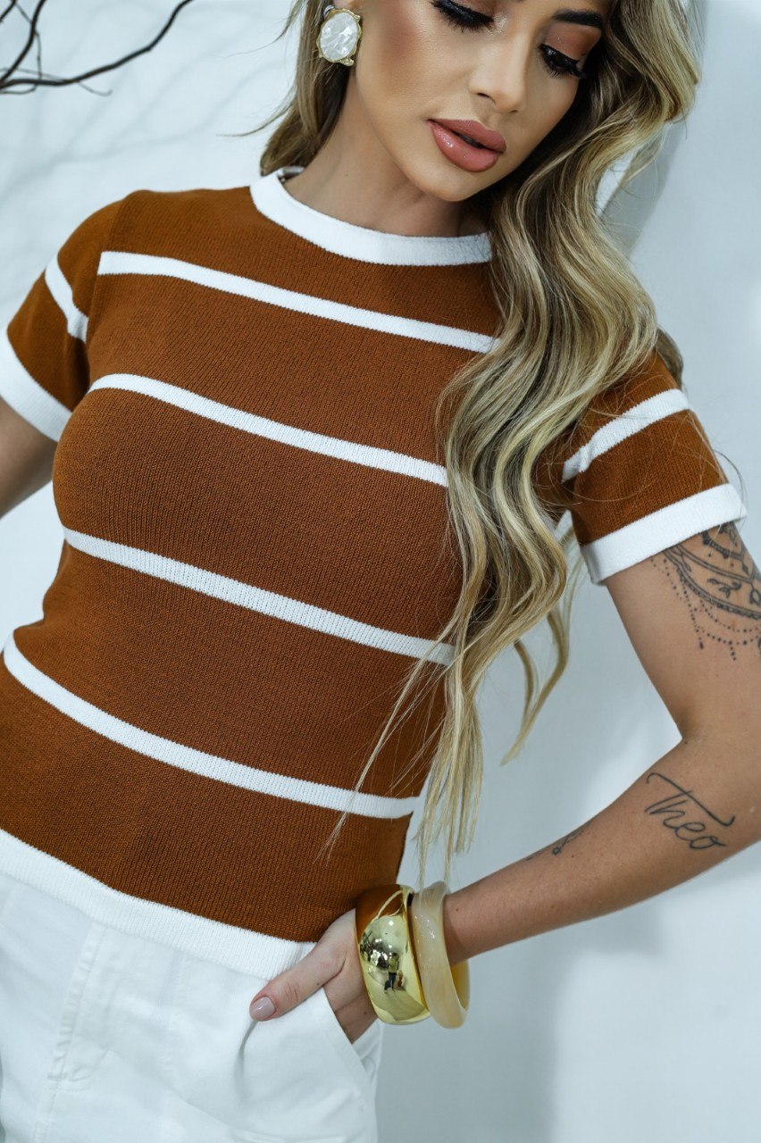 Blusa Feminina em Modal Listrada