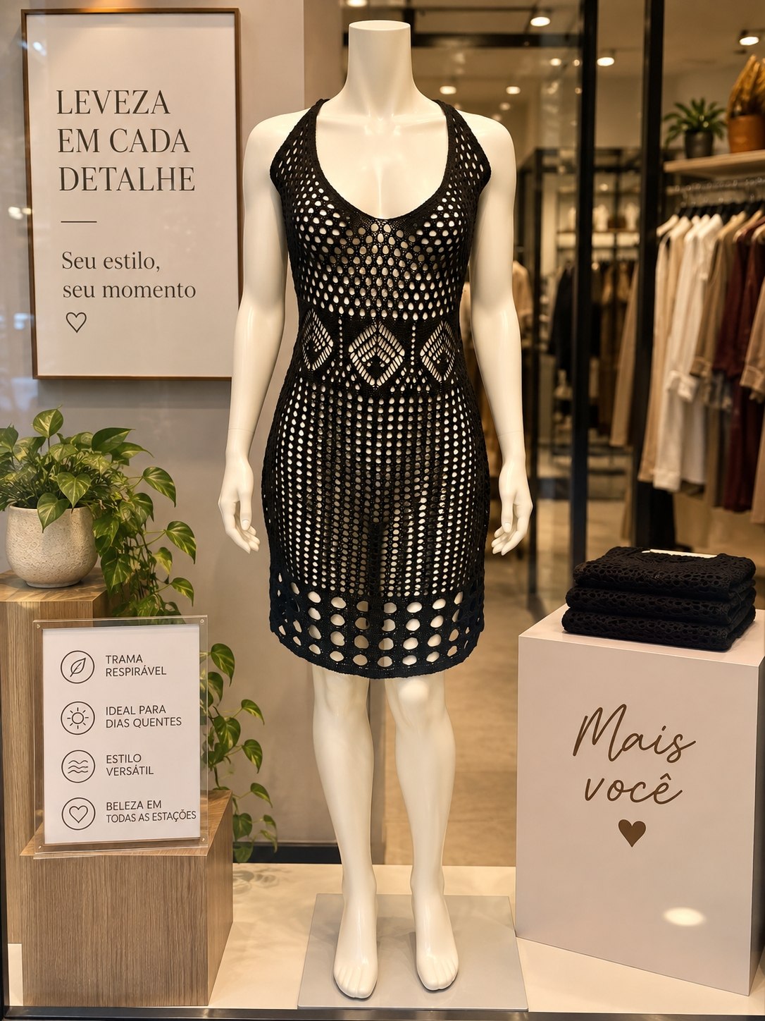 Vestido Saída de Praia em Tricô Vazado