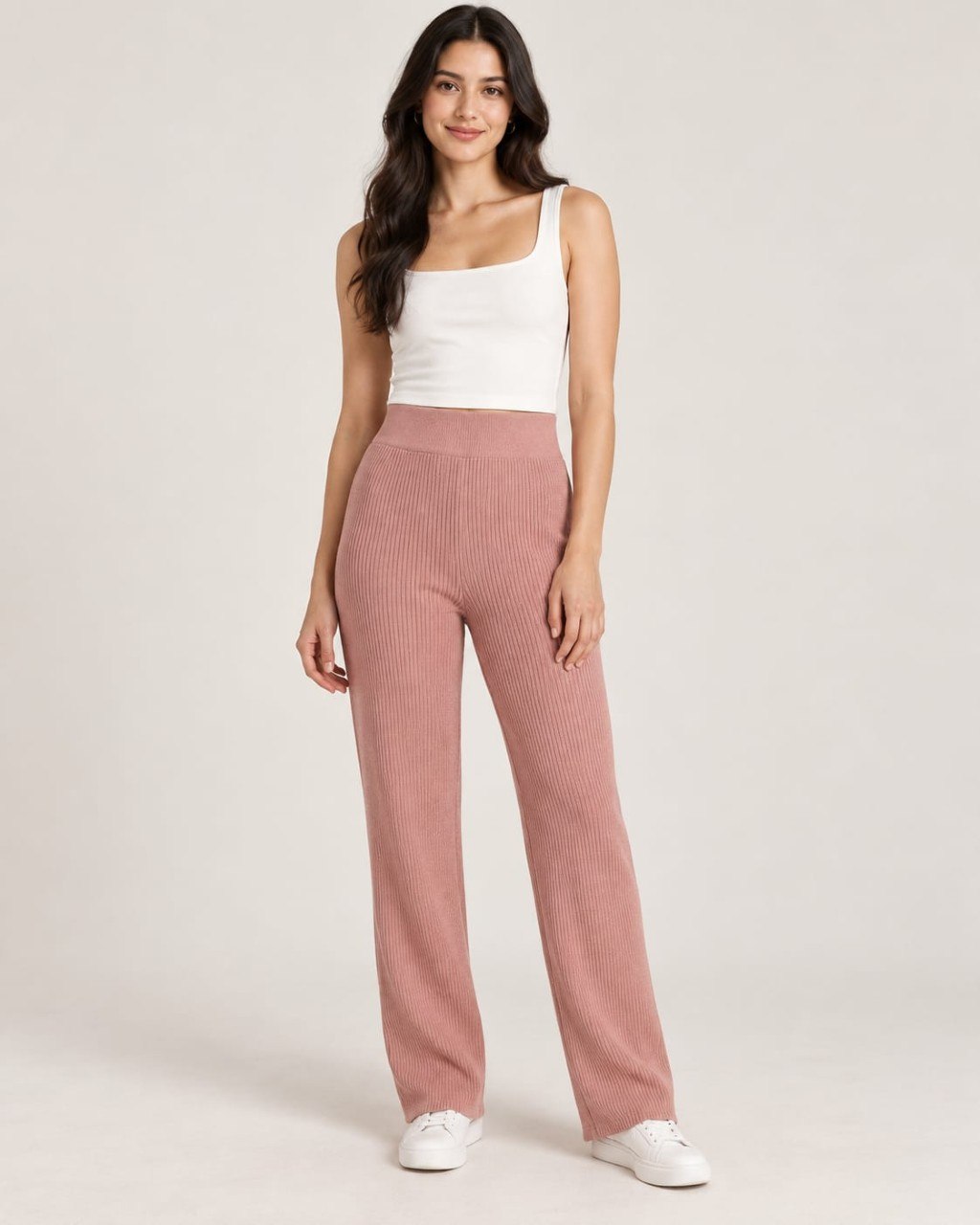 Calça Feminina em Modal Canelado Reta